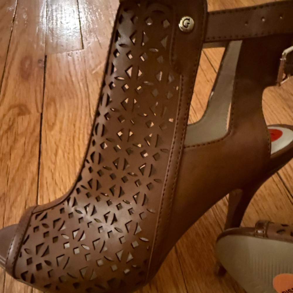 Guess Brown Cut-Out Heeled Sandals